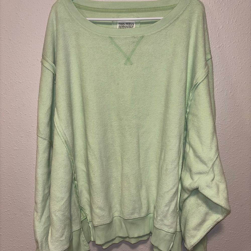 American Eagle Light Green Fleece Sweatshirt
